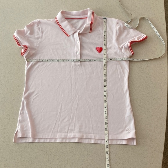 Tory Burch Light Pink Sport Polo Shirt with Heart Detail Women Size M/L - Picture 3 of 11